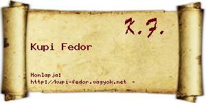 Kupi Fedor névjegykártya